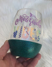 Load image into Gallery viewer, Mermaid Vibes Glitter Bottom Wine Glass
