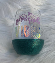 Load image into Gallery viewer, Mermaid Vibes Glitter Bottom Wine Glass