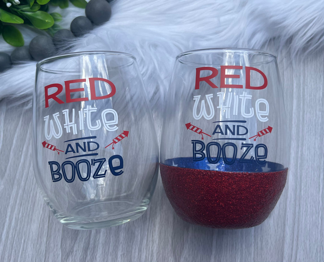 Red White and Booze Wine Glass