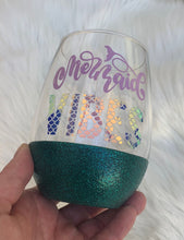 Load image into Gallery viewer, Mermaid Vibes Glitter Bottom Wine Glass
