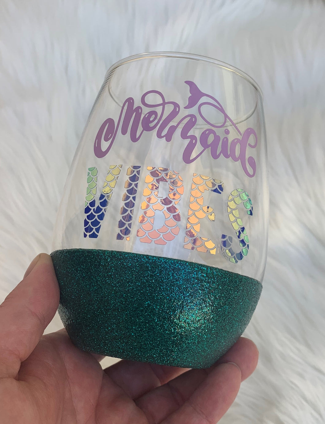 Mermaid Vibes Glitter Bottom Wine Glass