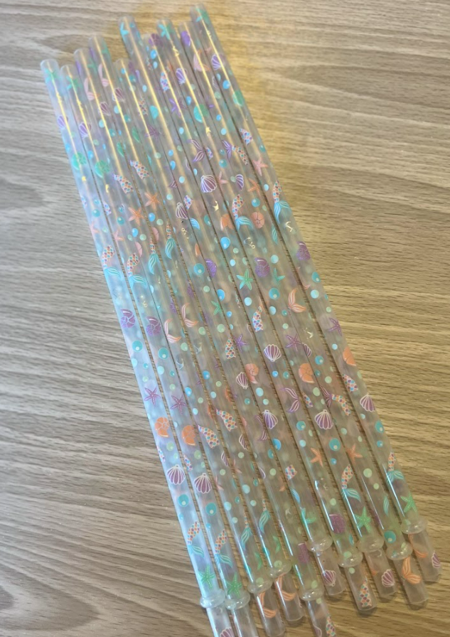 10 Inch Mermaid Plastic Reusable Straws